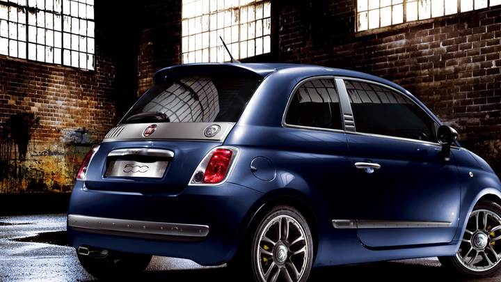 Side Back Pose Of Fiat 500 By Diesel In Blue